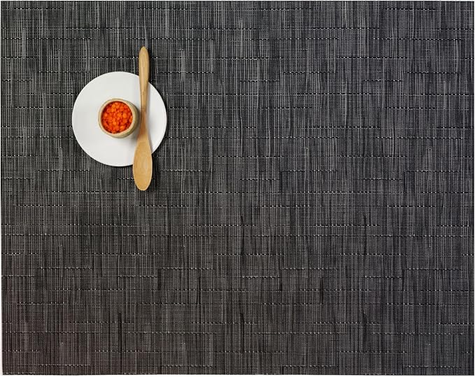 Chilewich Bamboo Placemats Set of 4, Woven Rectangle Placemats | Reusable, Stain-Resistant, Indoor/Outdoor Tabletop Protection, 19" x 14", Smoke