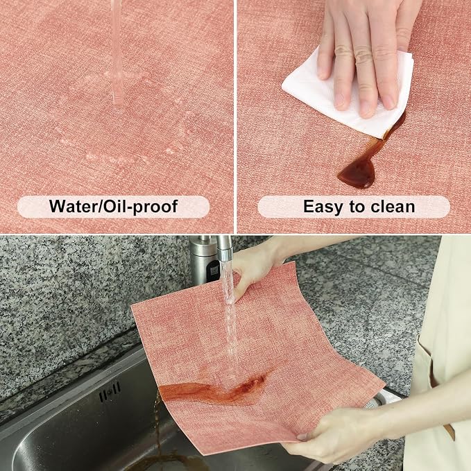 Homaxy PU Faux Leather Placemats for Dining Table, Set of 8, Pink | Waterproof Wipeable Washable Table Mats, Easy to Clean Anti-Slip Place Mats, 11.8" x 17"