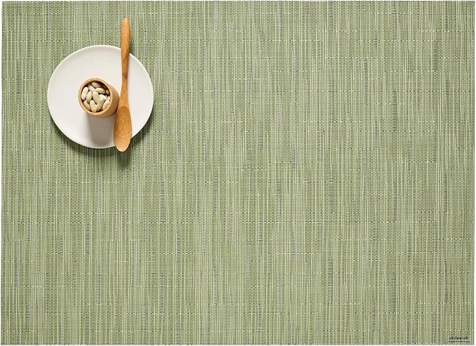 Chilewich Bamboo Placemats Set of 4, Woven Rectangle Placemats | Reusable, Stain-Resistant, Indoor/Outdoor Tabletop Protection, 19" x 14", Spring Green