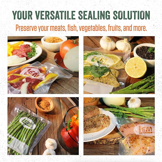 LEM Products MaxVac Gallon Vacuum Sealer Bags, 11" x 16", 28 Count | Puncture Resistant, Compatible with Major Vacuum Sealer Brands, Helps Prevent Freezer Burn and Preserves Freshness and Flavor