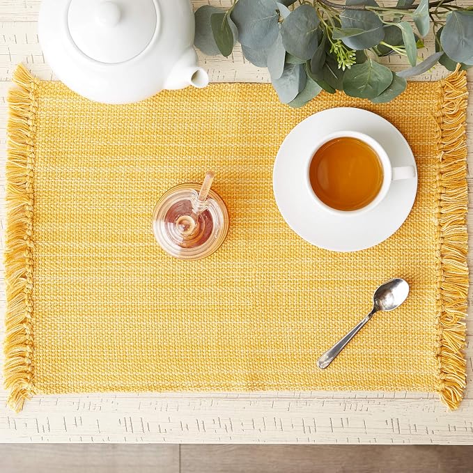 DII Variegated Tabletop Collection, Placemat Set3x19, Apricot, 6 Piece