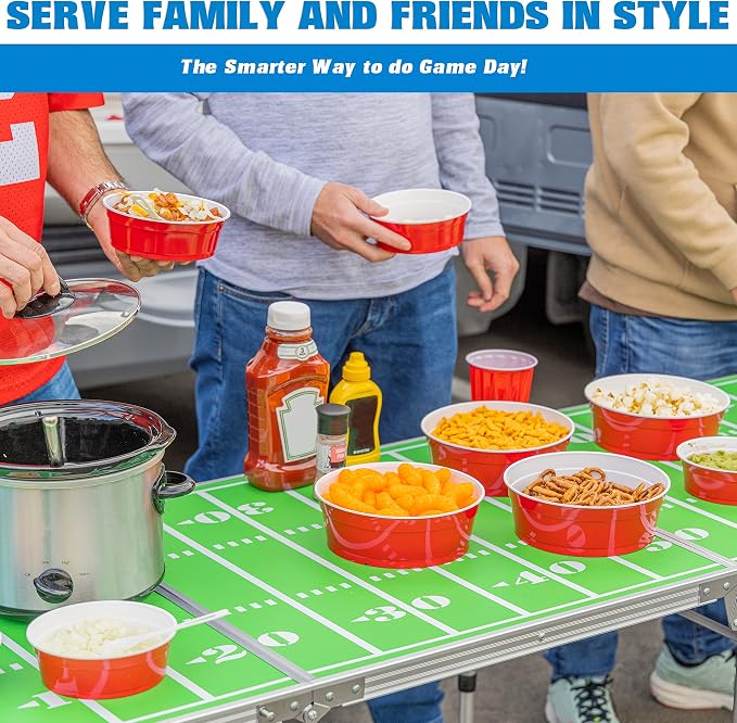 GoBig Red Party Cup Bowls - Large Disposable Plastic Bowls - 22 oz or 60 oz