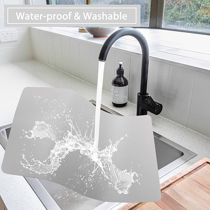 Wipeable Placemats Leather Table Mats Waterproof Heat-Resistant Easy to Clean for Dining Table Set Kitchen Table (2, Slate Grey)