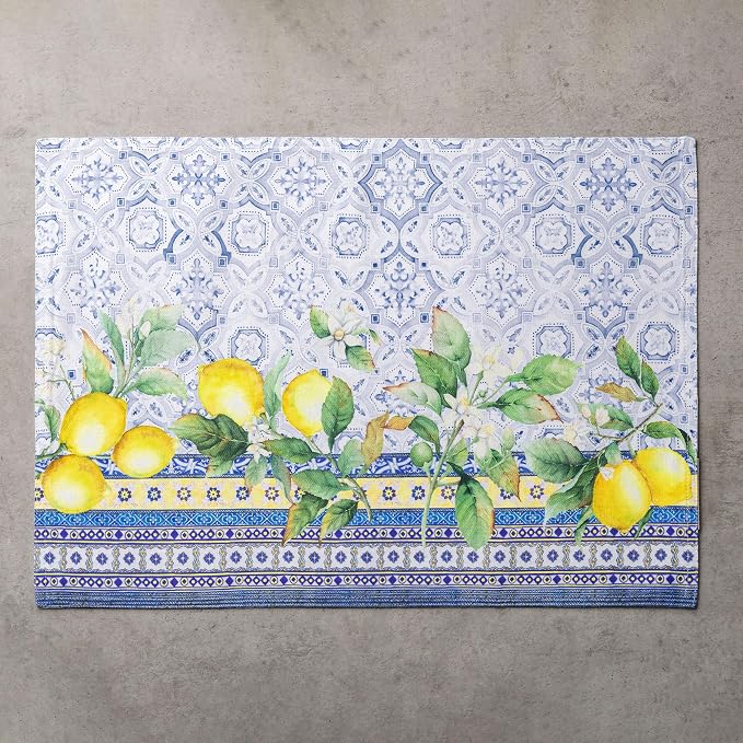 Maison d' Hermine Placemats Set of 4 Reusable 100% Cotton (13"x19") | Cloth Place Mats Washable Table Mats for Kitchen Dining Party Wedding Hotel Home Restaurant Spring Summer - Citrus