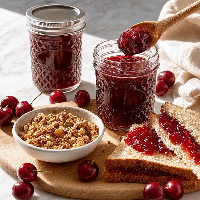 CycleMore Mason Jars 6 oz, 12 Pack Diamond Glass Jars with Silver Split Lids, Small Canning Jars for Caviar, Jam, Honey, Jelly, Sauce, Spices and Wedding Favors