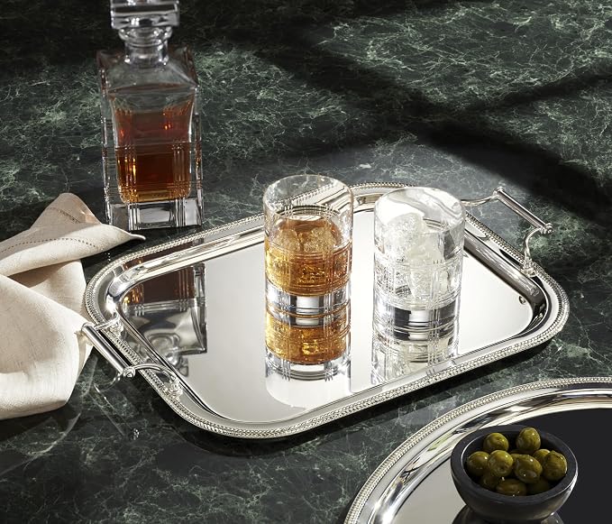 Reed & Barton Silverplate Rectangular Serving Tray, Coffee Table Decor | mirror finish, hand wash only | handles for easy carrying | 13 x 16.25 inch, elegant entertaining | 0.25 inch