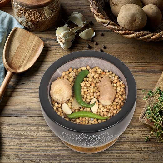 Mortar and Pestle, Made of Heavy Duty Polished Hard Stone, Natural Stone Grinder for Spices, Pastes, Herbs, Seasoning etc. (Mandala)
