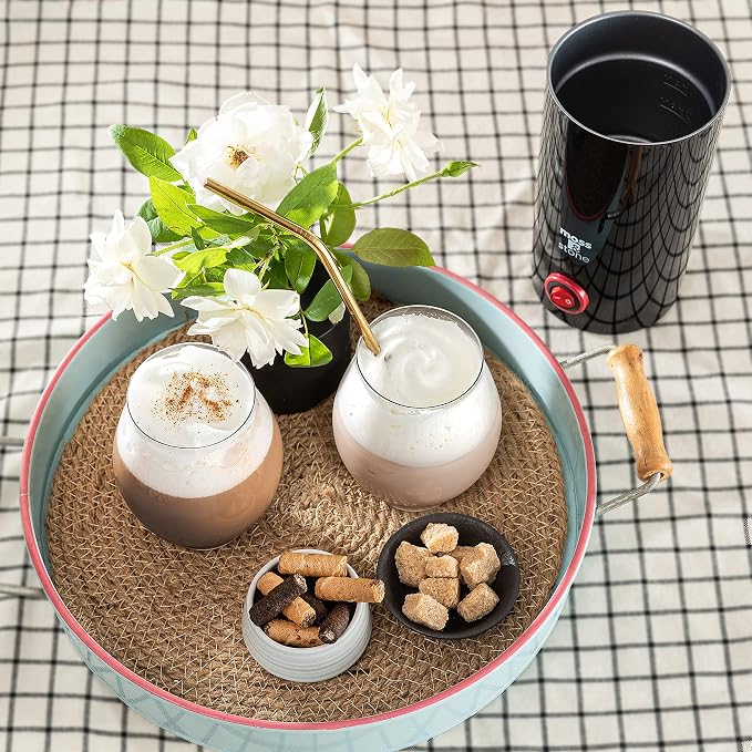 Moss & Stone Electric Milk Frother Latte Art Steamer, Electric Cappuccino Machine And Milk Warmer, Hot Foam Maker and Milk Warmer for Latte, Cappuccinos, Macchiato, Hot Chocolate Milk