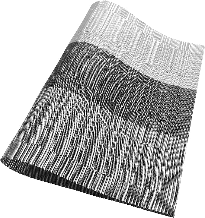 Table Placemats Dining Table Place Mats Set of 6 Heat Resistant Insulation Non-Slip Vinyl for Kitchen Dining Room 18" * 12" Silver Grey