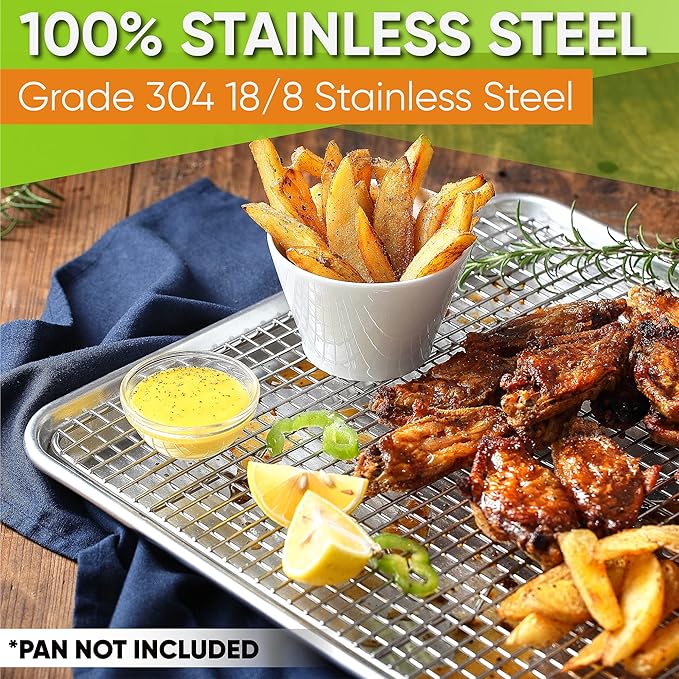 Spring Chef 11.5" x 16.5" Stainless Steel Cooling Rack for Baking, Set of 2 | Heavy Duty Grill Rack for Kitchen, Oven Safe Baking Rack, Fits Half Sheet Roasting Pan, Dishwasher Safe