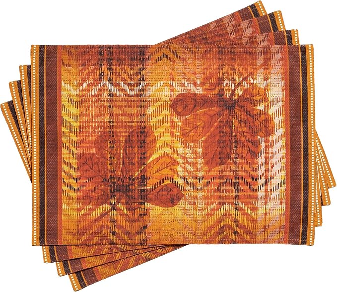 Maison d' Hermine Placemats Set of 4 Reusable 100% Cotton (13"x19") | Cloth Place Mats Washable Table Mats for Kitchen Dining Party Wedding Hotel Home Thanksgiving Christmas - Thanksgiving Tartan