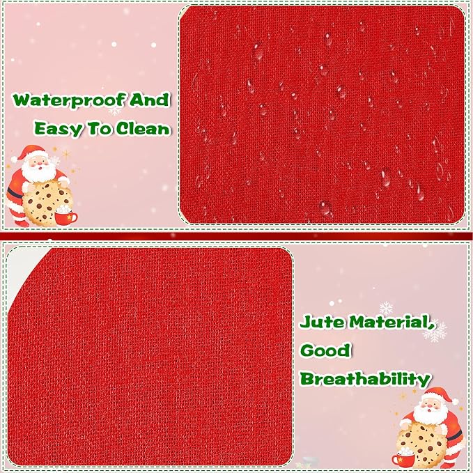 12 Pcs Red Burlap Round Placemats, Christmas Table Mats | Jute Fiber Placemats, 11.8 Inch, Heat Resistant Non Slip, Holiday Weddings Birthday Party, Kitchen Dining Tables