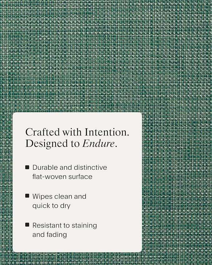 Chilewich Mini Basketweave Placemats, Woven Oval Placemats Set of 4 | Reusable, Stain-Resistant, Indoor/Outdoor Tabletop Protection, Ivy, 14" x 19.25"