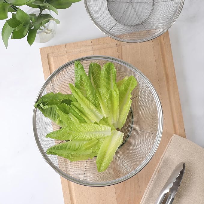 Martha Stewart Covello Stainless Steel Mesh Colander Set 2-Pieces, Silve