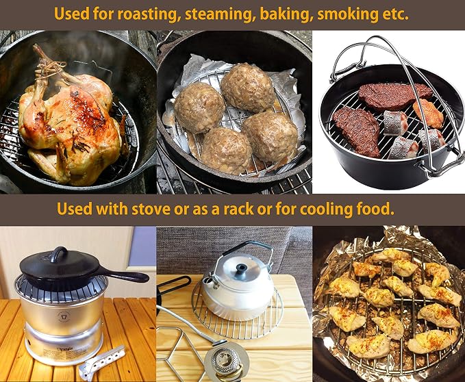 CAMPINGMOON Round Cooling Rack Roasting Rack for Baking Stainless Steel W24 Diameter φ9.5inch/φ24cm
