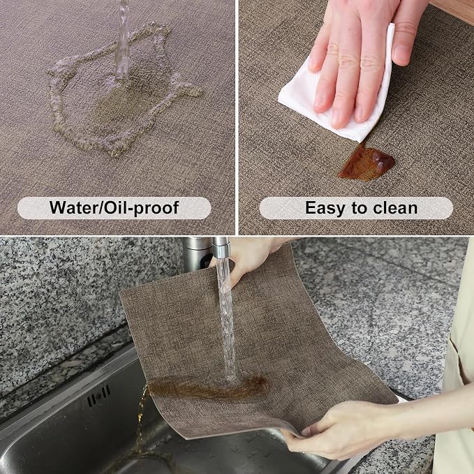 Homaxy PU Faux Leather Placemats for Dining Table, Set of 6, Dark Brown | Waterproof Wipeable Washable Table Mats, Easy to Clean Anti-Slip Place Mats, 11.8" x 17"