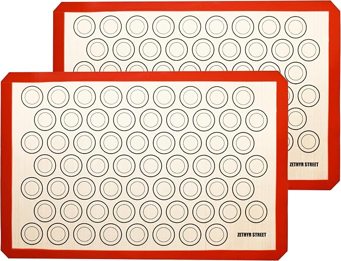 Macaron Baking Mat Silicone Non Stick, Full Sheet Reusable Pack of 10 Red | Non-Stick Macaron Mat for Perfect Baking, Dishwasher & Oven Safe, For Macarons, Cookies, Bread and More, 16x24” (40x60cm)