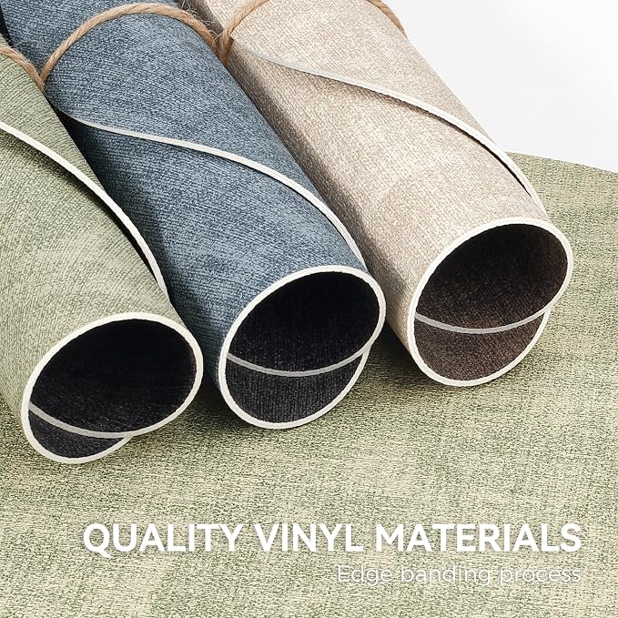 NCUE 13" Faux Leather Round Placemats Set of 4, Reversible Dual-Color | With 3.9" Coasters, 2 mm Vinyl Table Mats, Waterproof Wipeable Heat Resistant, Non-Slip Texture, for Dinner Party Home Decor