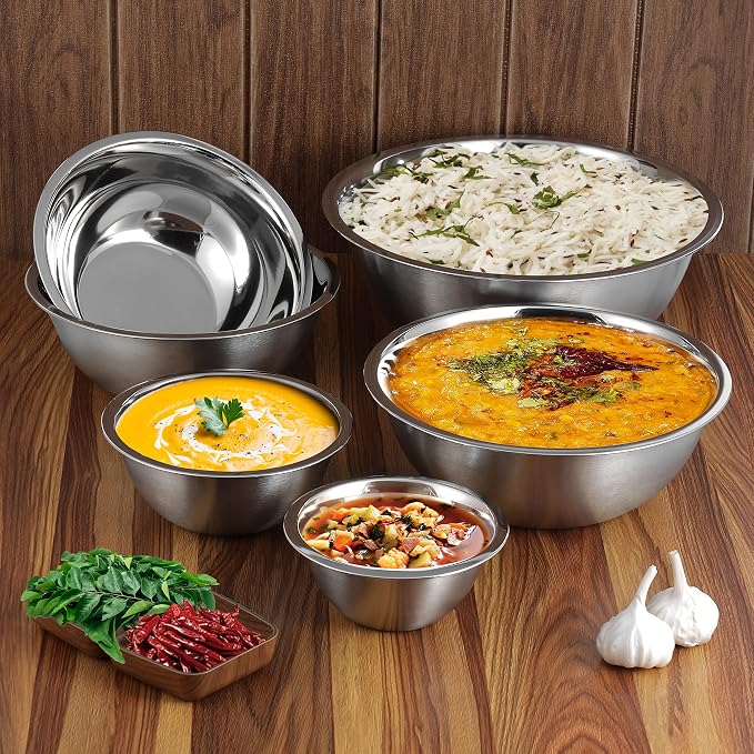 YBM HOME 2.5 Quart Stainless Steel Premium Mixing Bowl – Heavy Duty Deep Prep Bowl for Baking, Cooking, Dough Mixing, Salad Serving & Commercial Kitchen Use