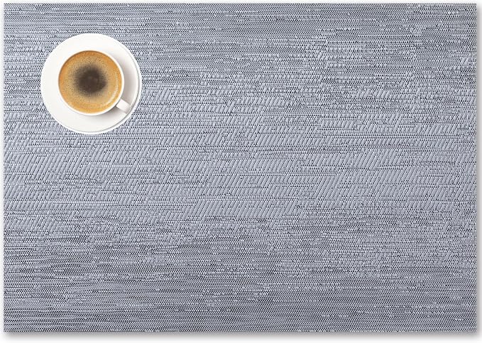 Placemats Set of 6 - Easy Clean Woven Vinyl Placemat for Dining Table, Indoor/Outdoor Place Mats, Washable PVC Table Mats（Gray）