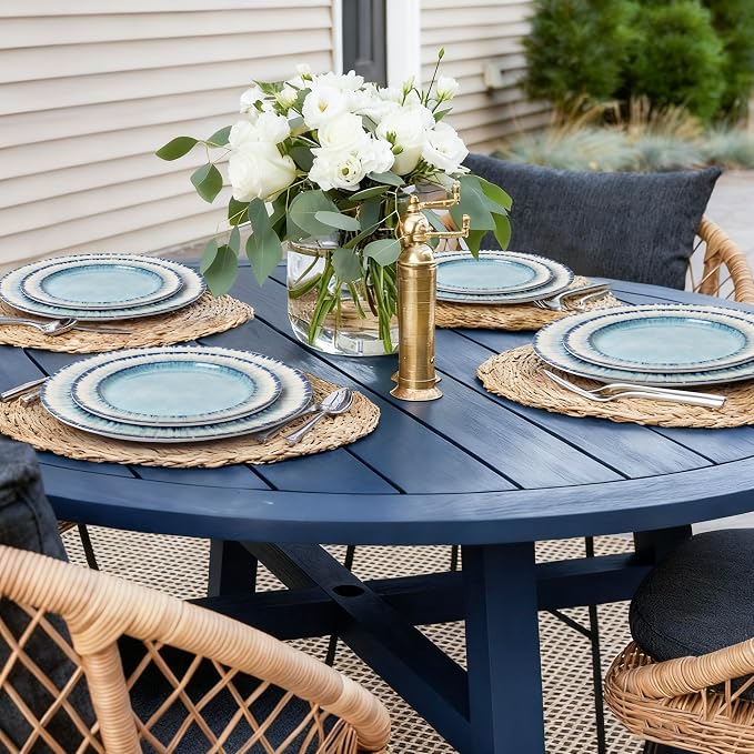 Melamine Dessert Plates Set of 6, 8.5 inch Small Dinner Plates for Indoor and Outdoor Use, Dishwasher Safe, Lightweight Unbreakable, BPA Free, Light Blue