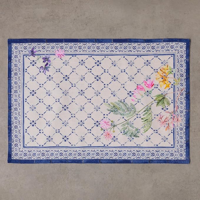 Maison d' Hermine Placemats Set of 4 Reusable 100% Cotton (13"x19") | Cloth Place Mats Washable Table Mats for Kitchen Dining Party Wedding Hotel Home Restaurant Spring Summer - Faience
