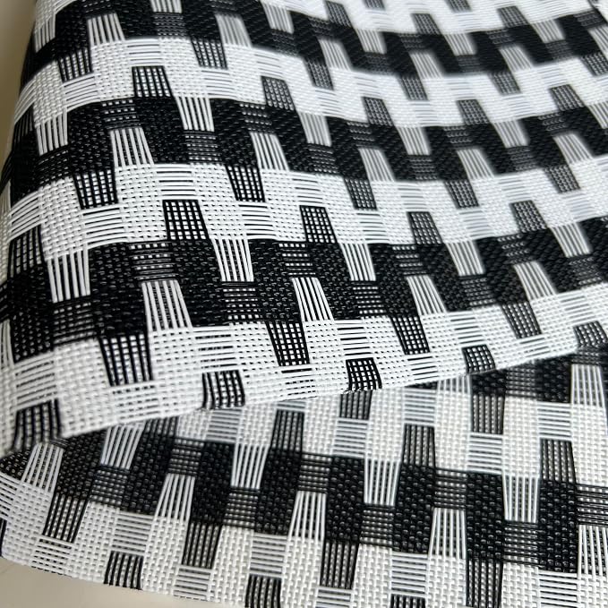WAZAIGUR Placemats Set of 8, Woven Vinyl Table Placemats, Black White | Placemat, Blending Color Durable Washable Place Mats Indoor Outdoor Heat-Resistant Anti-Skid Kitchen Dining Table Mats