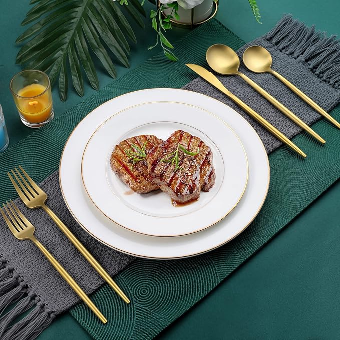 Matte Gold Silverware Set, OGORI 30-Piece Food Grade Stainless Steel Gold Flatware Set, Kitchen Utensil Set Service for 6, Tableware Cutlery Set for Home and Restaurant, Dishwasher Safe