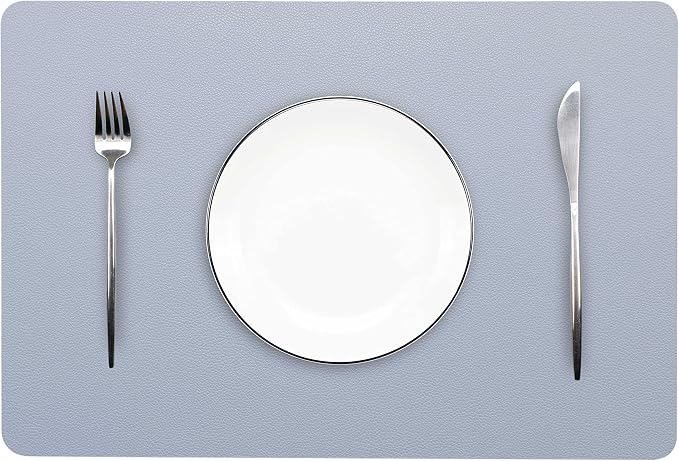 Wipeable Placemats Leather Table Mats Waterproof Heat-Resistant Easy to Clean for Dining Table Set Kitchen Table (2, Pale Blue)