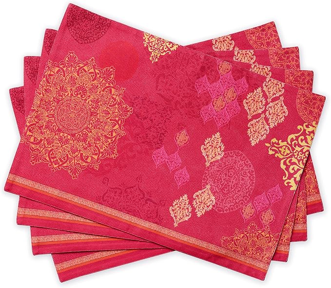 Maison d' Hermine Placemats Set of 4 Reusable 100% Cotton (13"x19") | Cloth Place Mats Washable Table Mats for Kitchen Dining Party Wedding Hotel Home Thanksgiving Christmas - Versailles