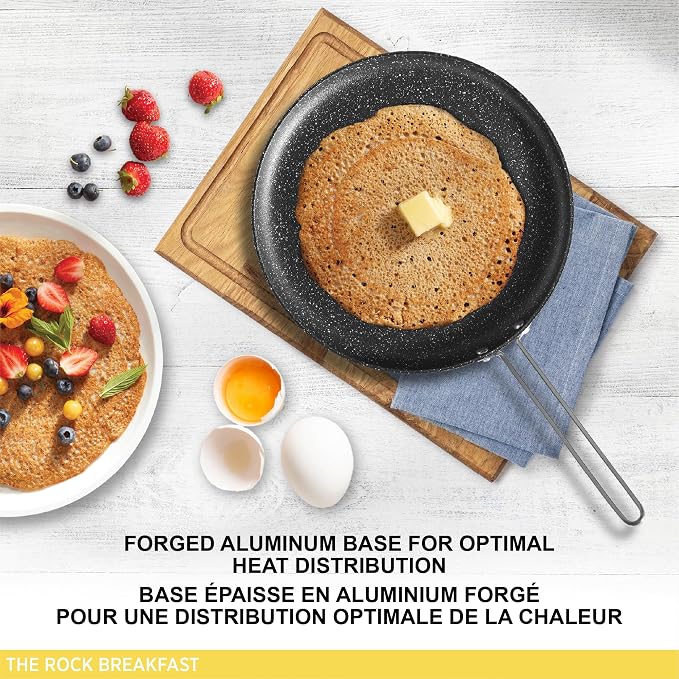 Starfrit The Rock 16cm (6.5") Non-Stick Egg Fry Pan - Durable Forged Aluminum - Oven Safe - PFOA Free - Easy to Clean - Black