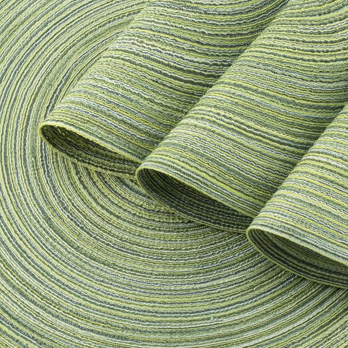 Winknowl Round Braided Placemats Set of 8 Washable Woven Heat Resistant Table Mats for Kitchen Dining Tables 15 inch Round Place Mats (Pea Green,8)
