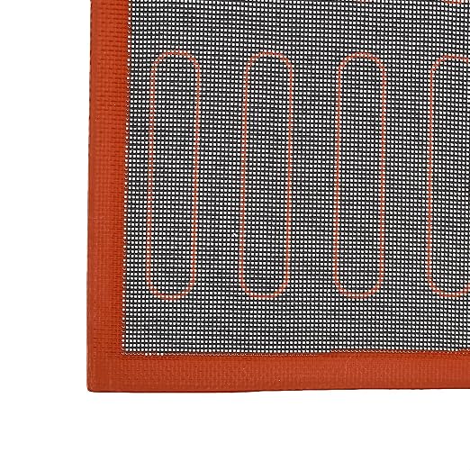 Amazon Basics Non-Stick Silicone Baking Mat, Non-Slip, Heat Resistant, for Dough Rolling, Reusable, Easy to Clean, Rectangular, 15.7" x 11.8", Black/Red/White, 2 Pack