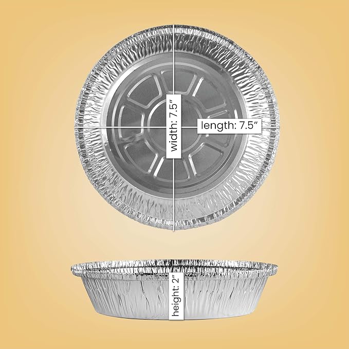 PLASTICPRO 7'' Inch Round Tin Foil Pans Disposable Aluminum Pack of 100