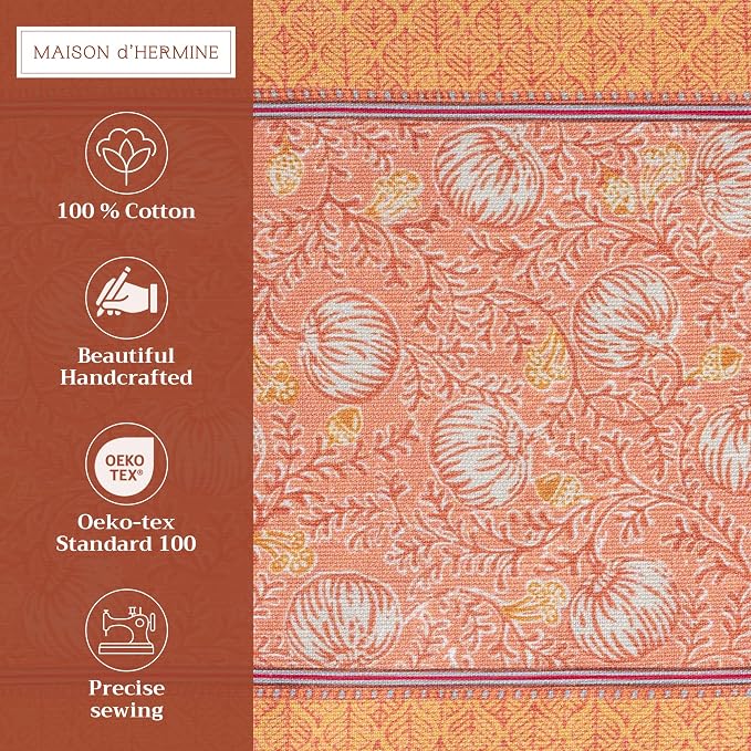 Maison d' Hermine Placemats Set of 4 Reusable 100% Cotton (13"x19") | Cloth Place Mats Washable Table Mats for Kitchen Dining Party Wedding Hotel Home Thanksgiving Christmas - Harvest Festival