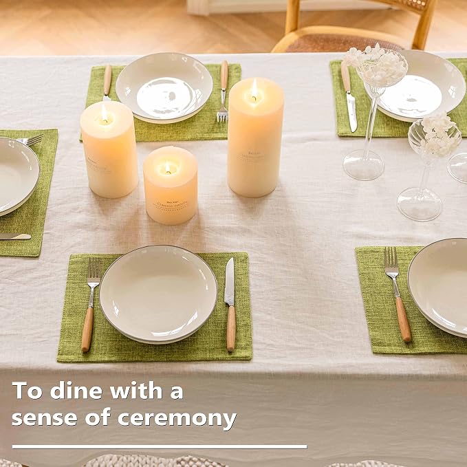 Home Brilliant Green Placemat Set of 6 Washable Place Mats Placemats Heat Resistant Table Mats for Wooden Table Dinner Summer Decor, Lime Green