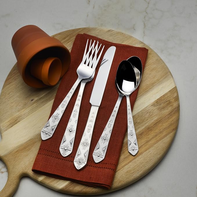 Towle Everyday Pueblo 20-Piece Stainless Steel Flatware Set, Service for 4 (Pack of 3)