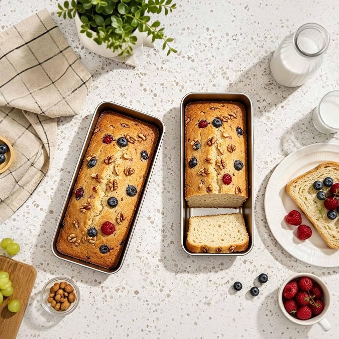 Homikit Stainless Steel Loaf Pans, 12x5 Inches Large Bread Pan Set | Metal Meatloaf Tins Set of 3, Great for Long Sandwich Sourdough, Non Toxic & Nonstick, Oven & Dishwasher Safe