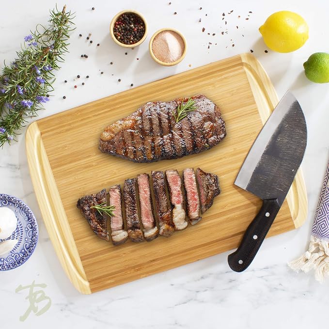 Totally Bamboo Reversible Baker's Board and Carving Butcher Block with Juice Grooves