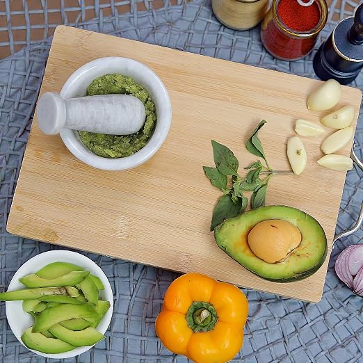 Marble Mortar & Pestle Kitchen Set – 4 Inch White Herb Grinder, Spice Grinder, Pill Crusher, Fine Powder Grinder, Avocado Masher & Coffee Mortar – Premium Large Hand Grinder Tool