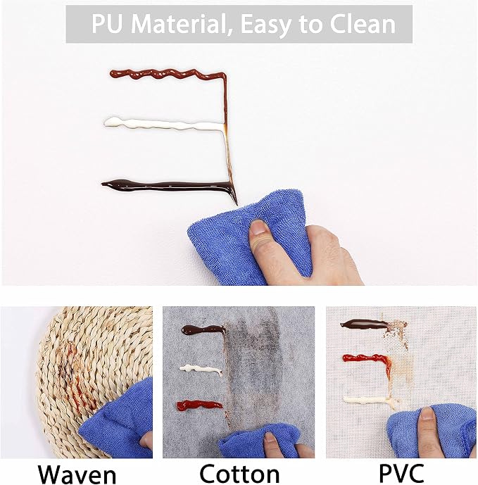 Wipeable Placemats Leather Table Mats Waterproof Heat-Resistant Easy to Clean for Dining Table Set Kitchen Table (6, White)