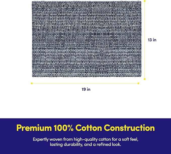 Sweet Home Collection 100% Cotton Placemats for Dining Room Rectangle Two Tone Woven Fabric 13" x 19" Soft Durable Table Mat Set, Set of 6, Navy