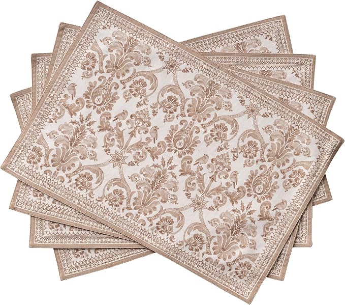 Maison d' Hermine Placemats Set of 4 Reusable 100% Cotton (13"x19") | Cloth Place Mats Washable Table Mats for Kitchen Dining Party Wedding Hotel Home Thanksgiving Christmas - Allure