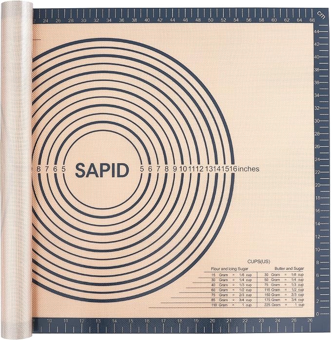 Sapid Thick Silicone Pastry Mat Baking Dough Rolling Extra Large 20" x 28" | Non-slip with Measurements for Non-stick Dough Rolling, Pie Crust, Kneading Mats, Countertop, Placement Mats (Gray)