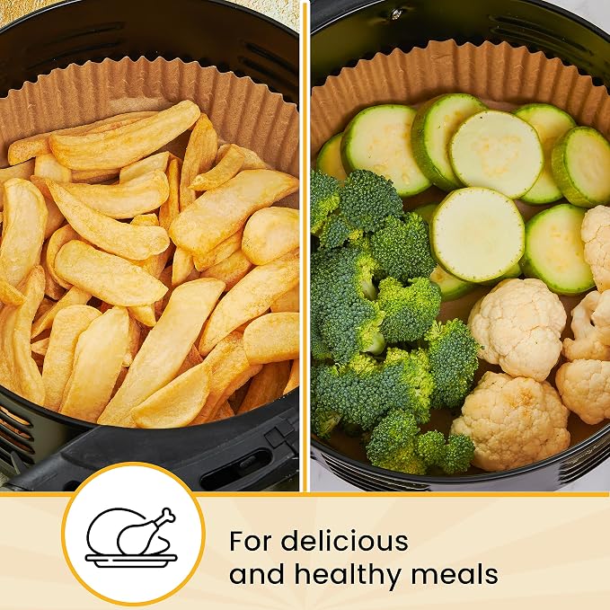 250 pcs Air Fryer Liners for Ninja, Round Disposable Airfryer Paper Liners | Non-Stick and Oil Proof for Easy Cleanup, Great for Oven, Pans & Baking – 8" for 5-8 qt Basket