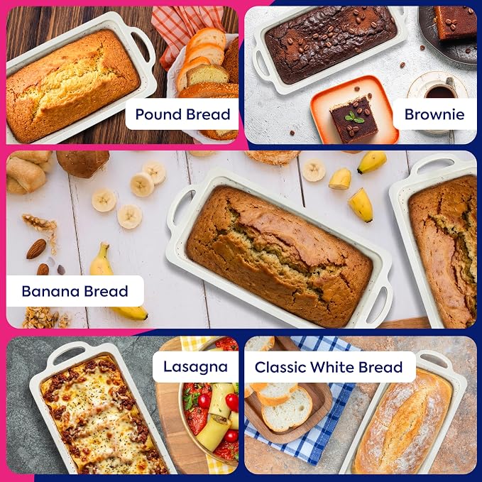 Silicone Mini Loaf Pans – 2 Pack, 8 Cavity Silicone Molds for Baking, Non-Stick Silicone Baking Pan (Loaf)