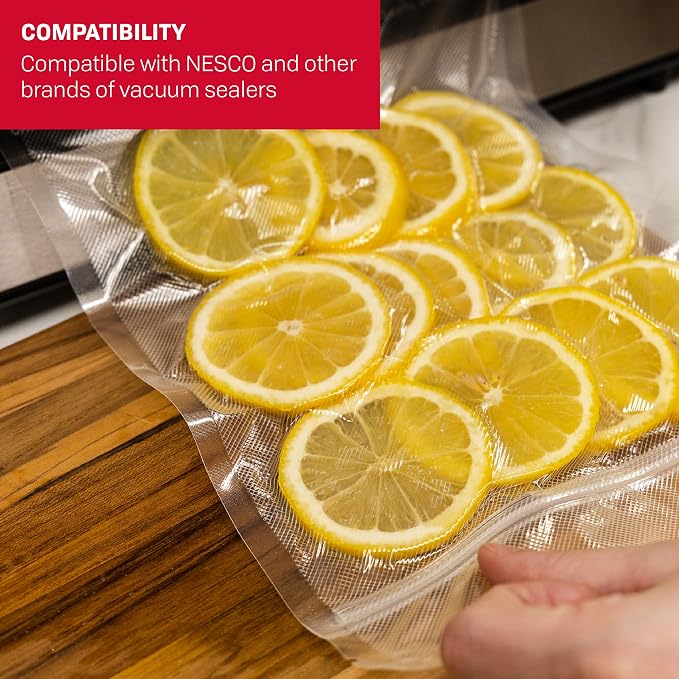 Nesco Vacuum Sealer Quart Zipper Bags - 50 Count - 8" x 12"