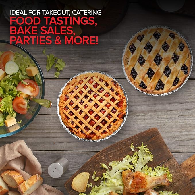 Stock Your Home 6 Inch Aluminum Foil Pie Pans (50 Count) – Disposable & Recyclable Mini Tins for Bakeries, Cafes, Restaurants – Durable Pans for Baking, Fruit Tarts, and Quiche