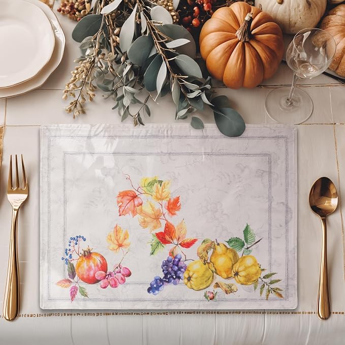 Maison d' Hermine Placemats Set of 4 Reusable 100% Cotton (13"x19") | Cloth Place Mats Washable Table Mats for Kitchen Dining Party Wedding Hotel Home Thanksgiving Christmas - Fruit D'Hiver