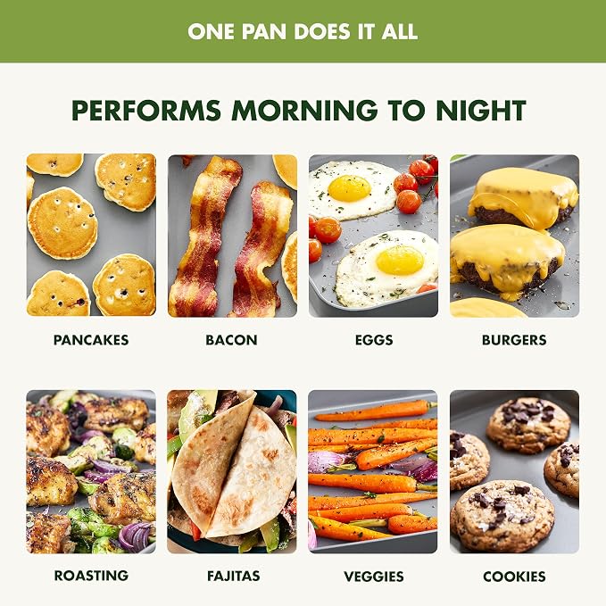 GreenPan Valencia Pro 18" x 11" Ceramic Nonstick Double Burner Griddle Pan | PFAS-Free Nonstick, Induction Ready, Compatible with all Stovetops, Hard Anodized, Gray, Dishwasher Safe, Oven Safe to 600F